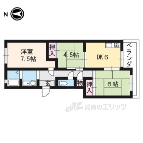 向日市物集女町のマンションの間取り