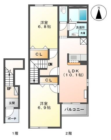 高岡市下麻生のアパートの間取り