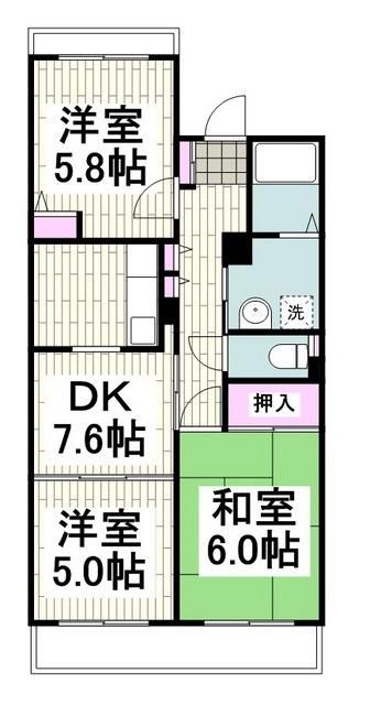 横浜市磯子区森のマンションの間取り