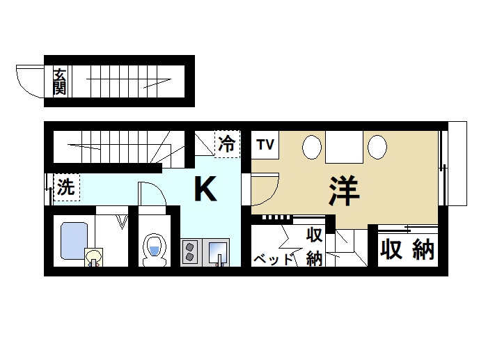 天理市東井戸堂町のアパートの間取り