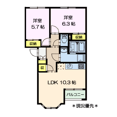 長野市松代町松代のアパートの間取り