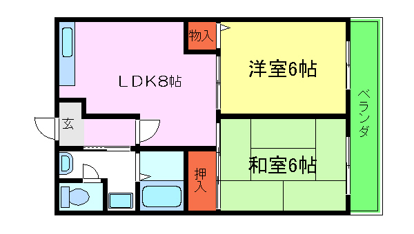 地下鉄谷町線 出戸駅 徒歩2分 6階建 築32年の間取り写真