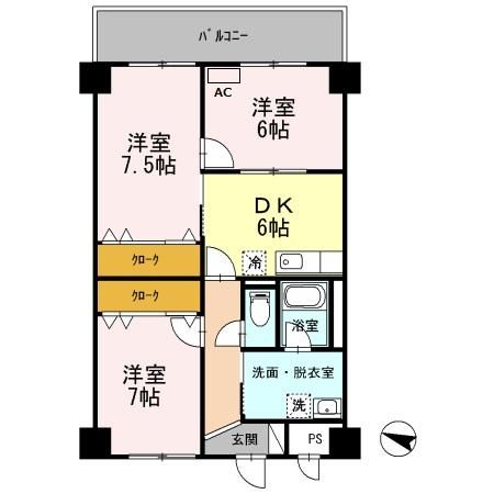 鈴鹿市平田東町のマンションの間取り