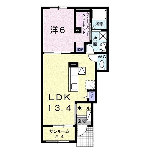 八女市納楚のアパートの間取り