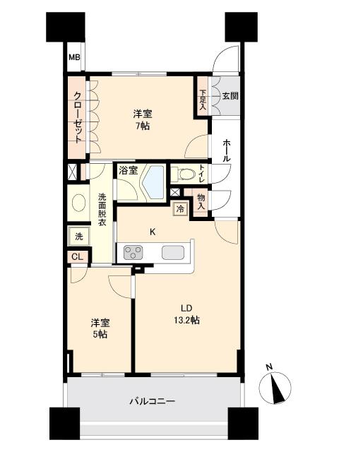 仙台市宮城野区榴岡のマンションの間取り