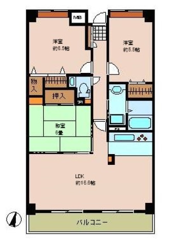 【広島市安佐南区東原のマンションの間取り】