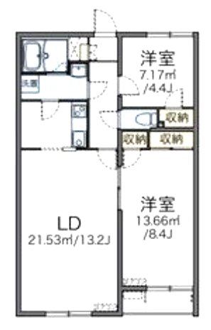 八尾市上之島町北のアパートの間取り