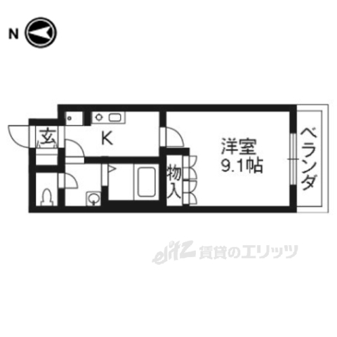 京田辺市三山木中央のアパートの間取り