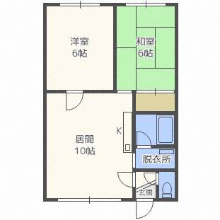 石狩市花川南六条のアパートの間取り