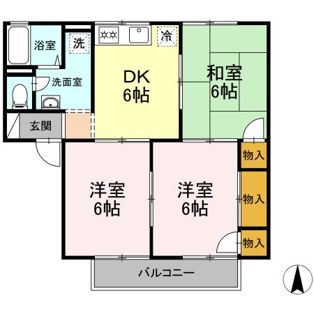 倉敷市玉島長尾のアパートの間取り