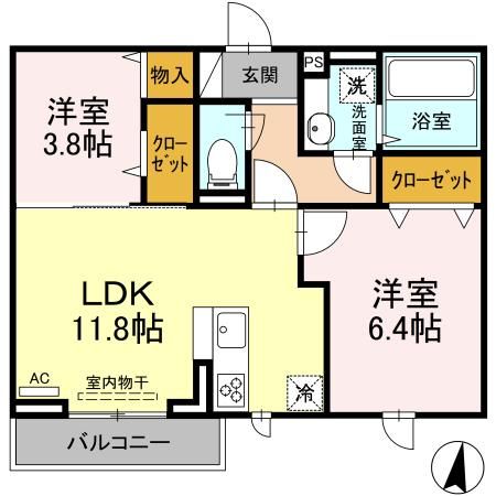 D-roomさんよう　B棟の間取り