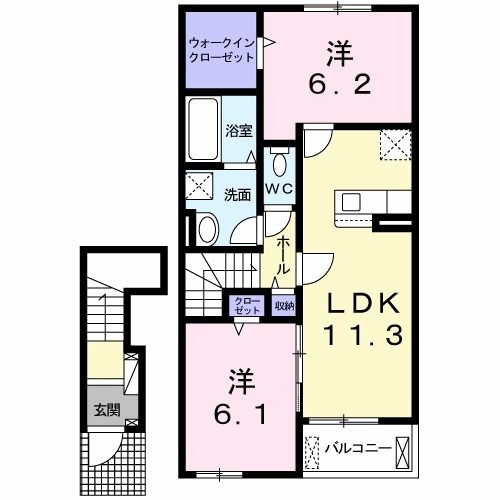 洲本市金屋のアパートの間取り