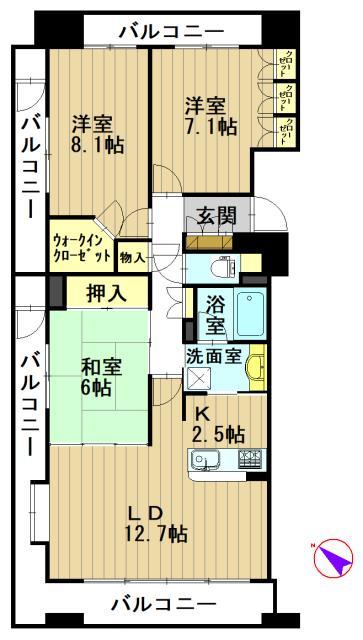 サンデュエル弘前駅前IIの間取り