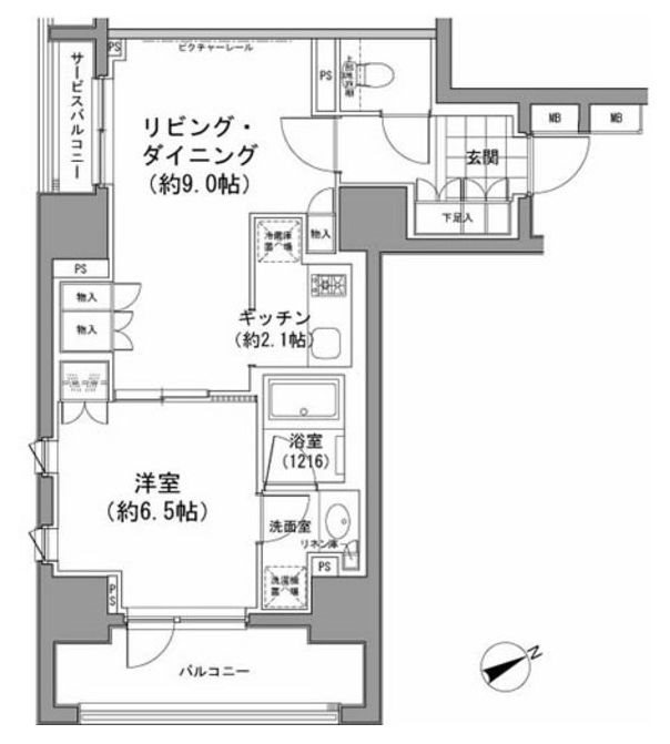 中央区八丁堀のマンションの間取り