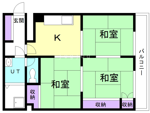 札幌市南区真駒内緑町のマンションの間取り