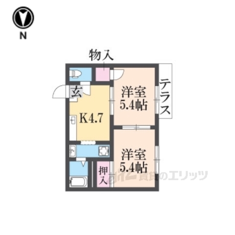 天理市勾田町のアパートの間取り