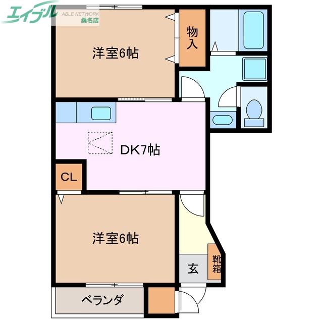 桑名市霞町のアパートの間取り