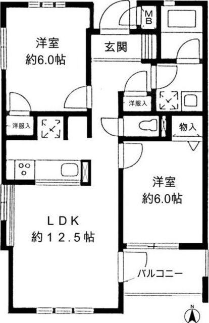 横浜市青葉区新石川のアパートの間取り