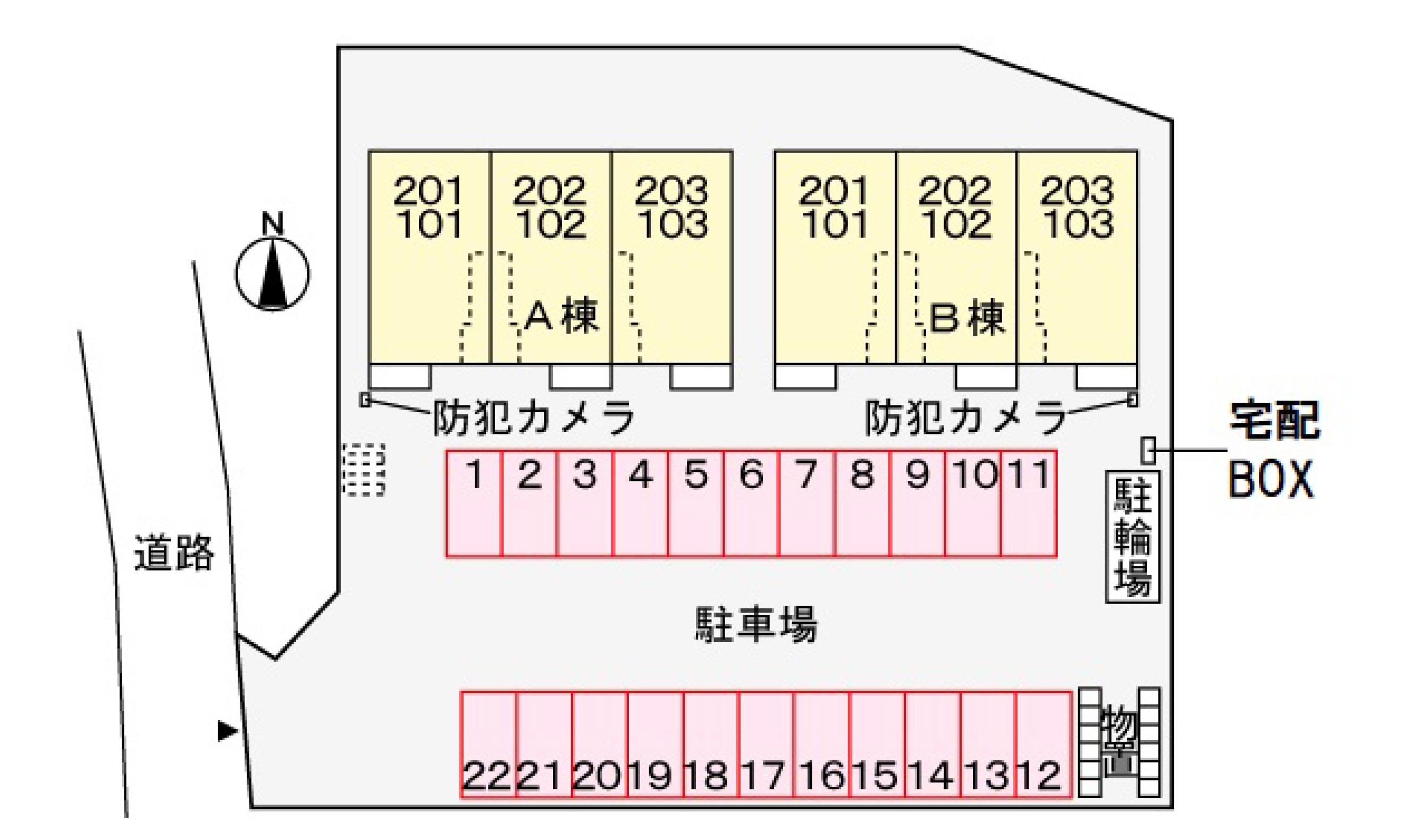 【サニーヒルズ・ラシュレAの駐車場】