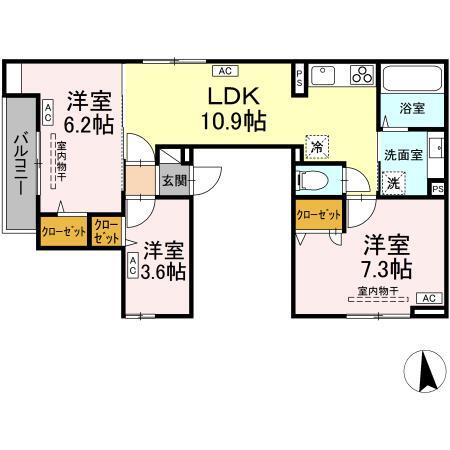 Ｄ－ＲＯＯＭ万町の間取り