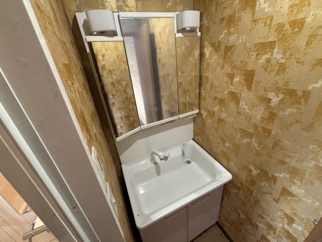 洗面設備　明るい洗面所です