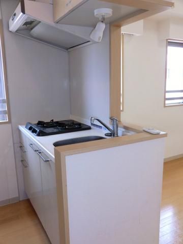 キッチン　２口ガスシステムキッチン