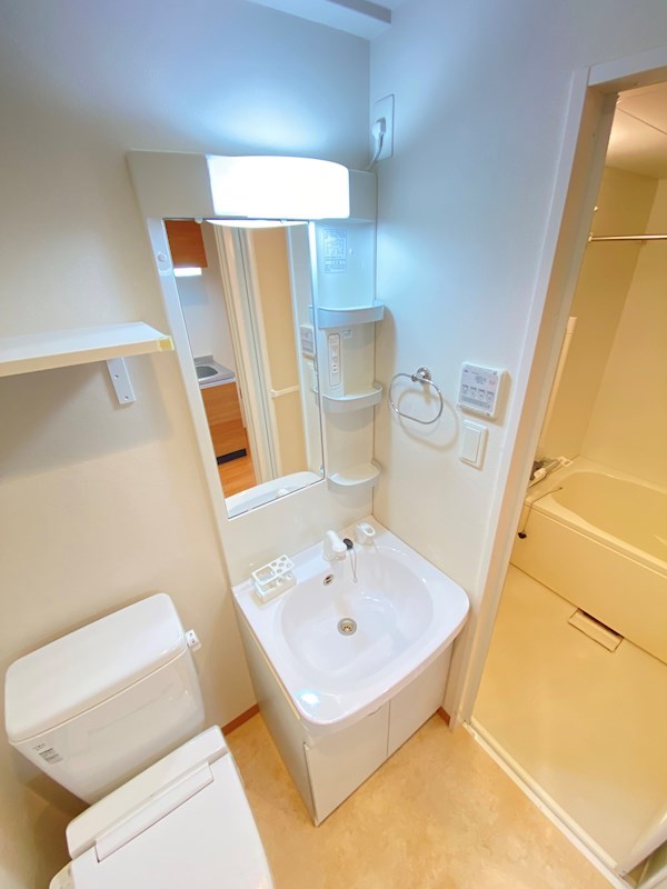 洗面設備　スペースが確保できる洗面所です
