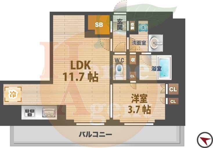 ＪＲ中央線 阿佐ケ谷駅 徒歩5分 9階建 築3年の間取り写真