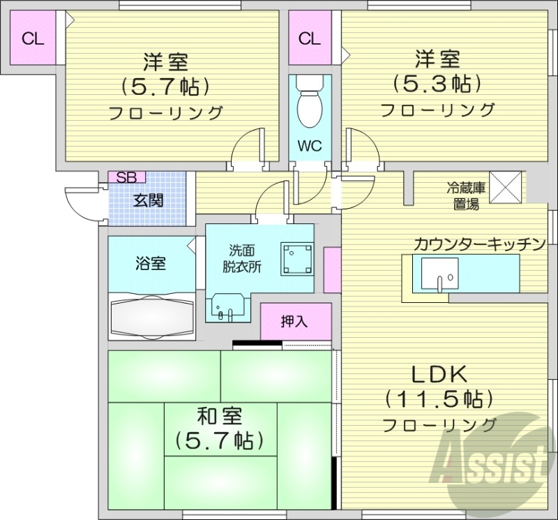 地下鉄東豊線 元町駅 徒歩52分 2階建 築17年の間取り写真