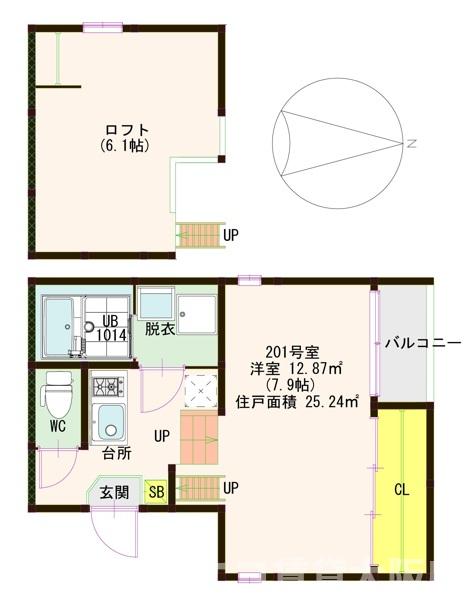 近鉄南大阪線 北田辺駅 徒歩7分 2階建 築10年の間取り写真
