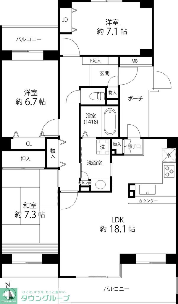 T s garden西寺尾 D棟の間取り写真