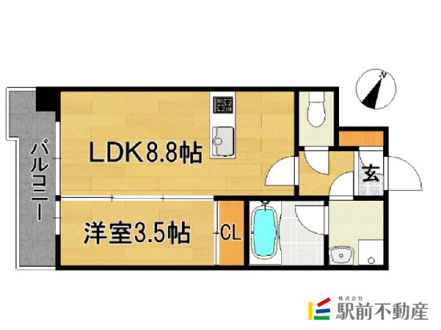 福岡市博多区博多駅前のマンションの間取り