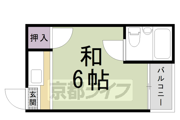 京都市左京区北白川下池田町のアパートの間取り