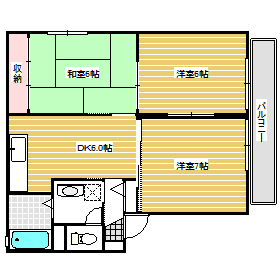 岡山市中区さいのアパートの間取り