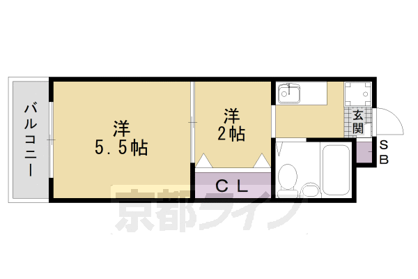 京都市中京区神泉苑町のマンションの間取り