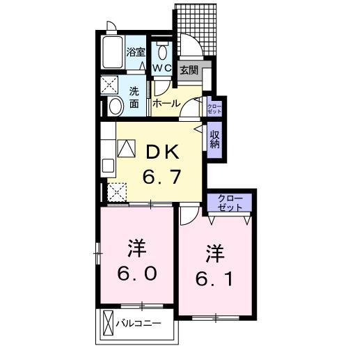 東広島市西条町御薗宇のアパートの間取り