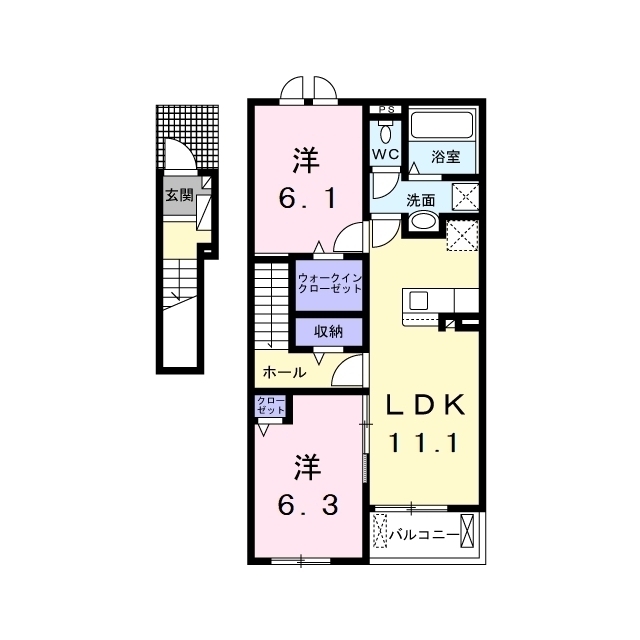 【伊那市下新田のアパートの間取り】