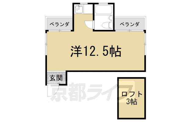 京都市左京区大文字町のアパートの間取り