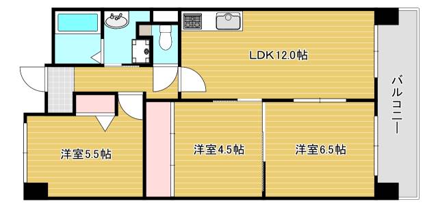 東大阪市長田西のマンションの間取り