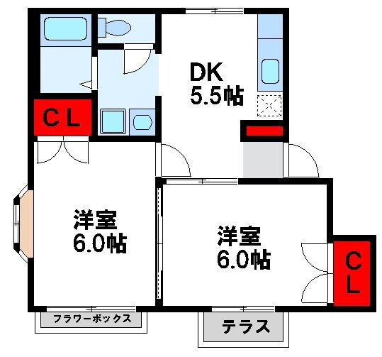 宗像市日の里のアパートの間取り