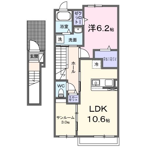 八戸市大字新井田のアパートの間取り