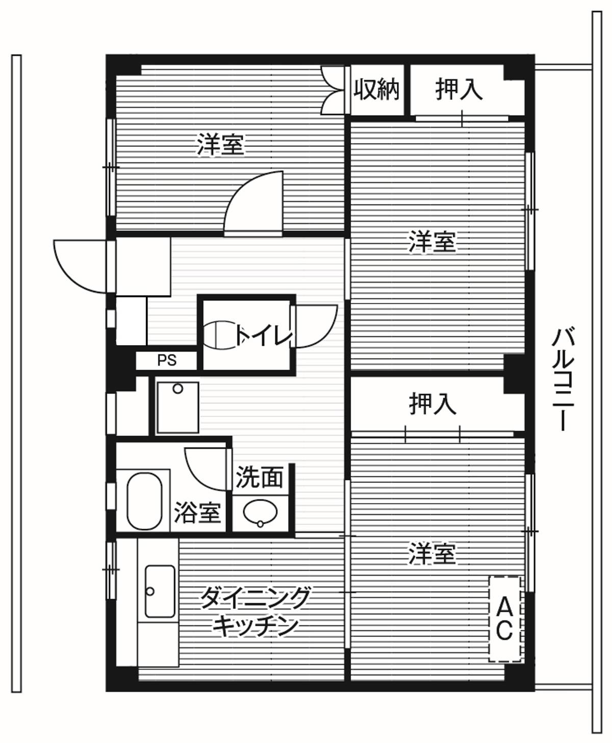 ビレッジハウス釜石1号棟の間取り