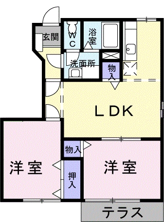 [家電付き] ロータス城ヶ上Bの間取り