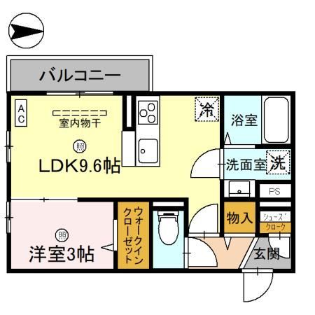 京田辺市田辺深田のアパートの間取り