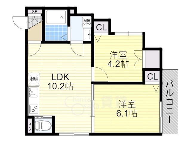 吹田市青葉丘北のアパートの間取り