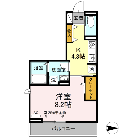 久留米市田主丸町鷹取のアパートの間取り