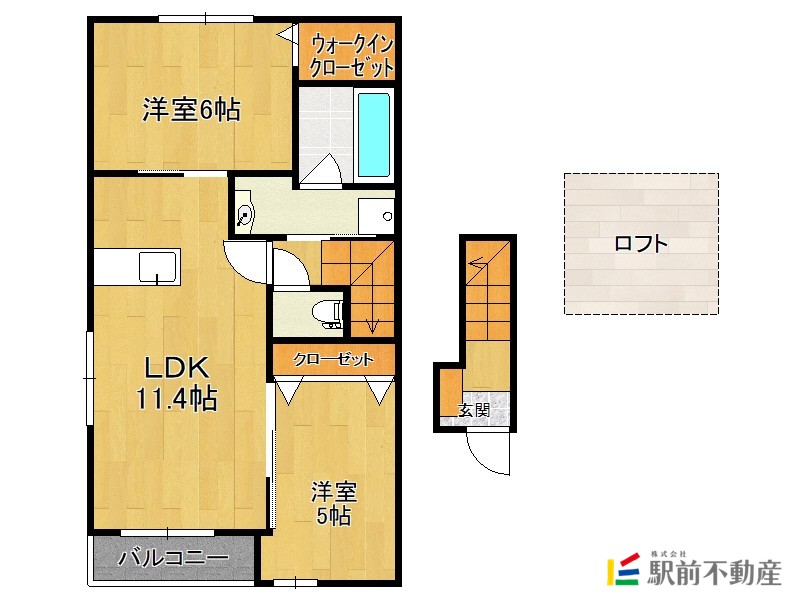 柳川市袋町のアパートの間取り