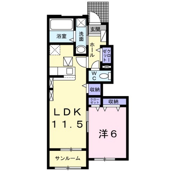 東広島市西条町大沢のアパートの間取り