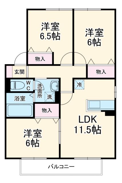 浜松市中央区半田山のアパートの間取り