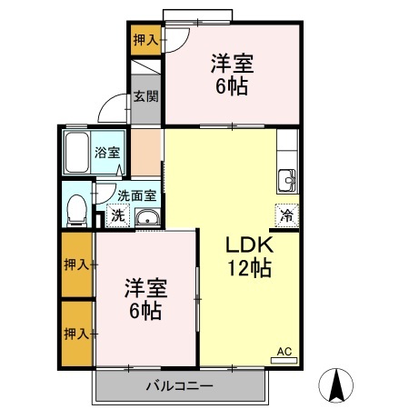 セジュール西村　Ａ棟の間取り